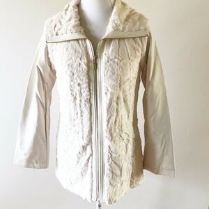 Dennis Basso Faux Fur Zip Front Jacket | Vest Zip-Off Sleeves Ivory XXS NEW